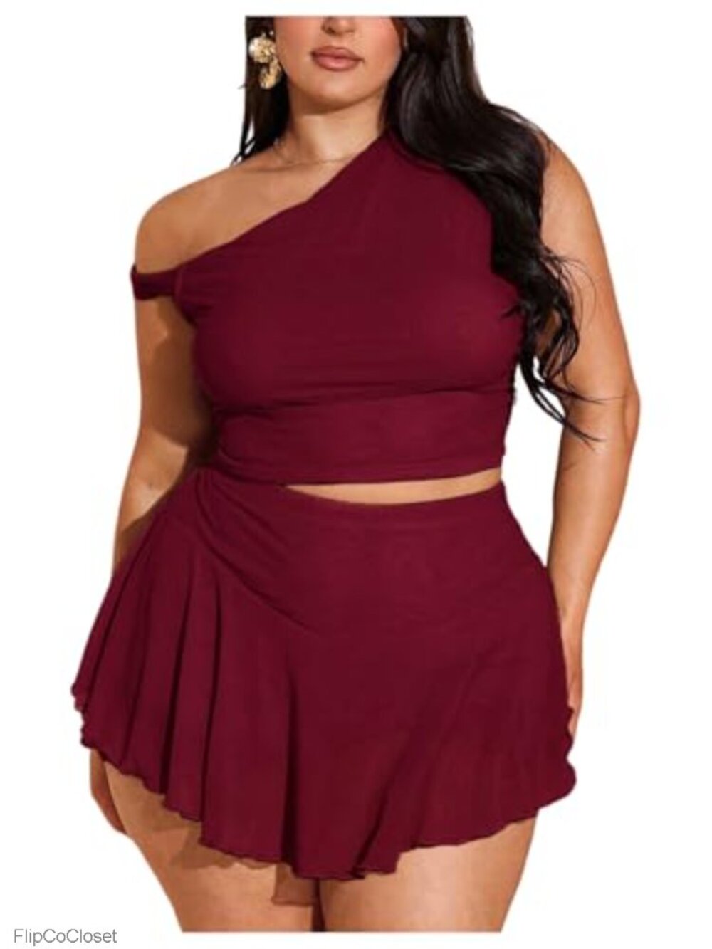 Women's Plus Size 2 Piece Mesh Matching Set Sleeveless High Waist Mini Skirt